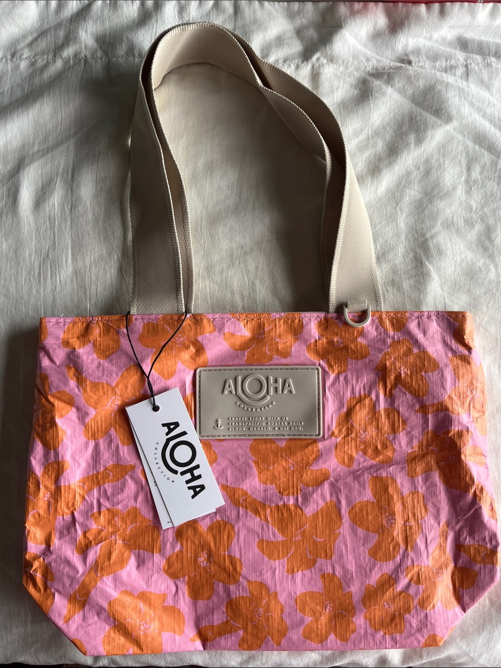 ALOHA Collection Day Tripper Tote Bag Lei Garden Orange